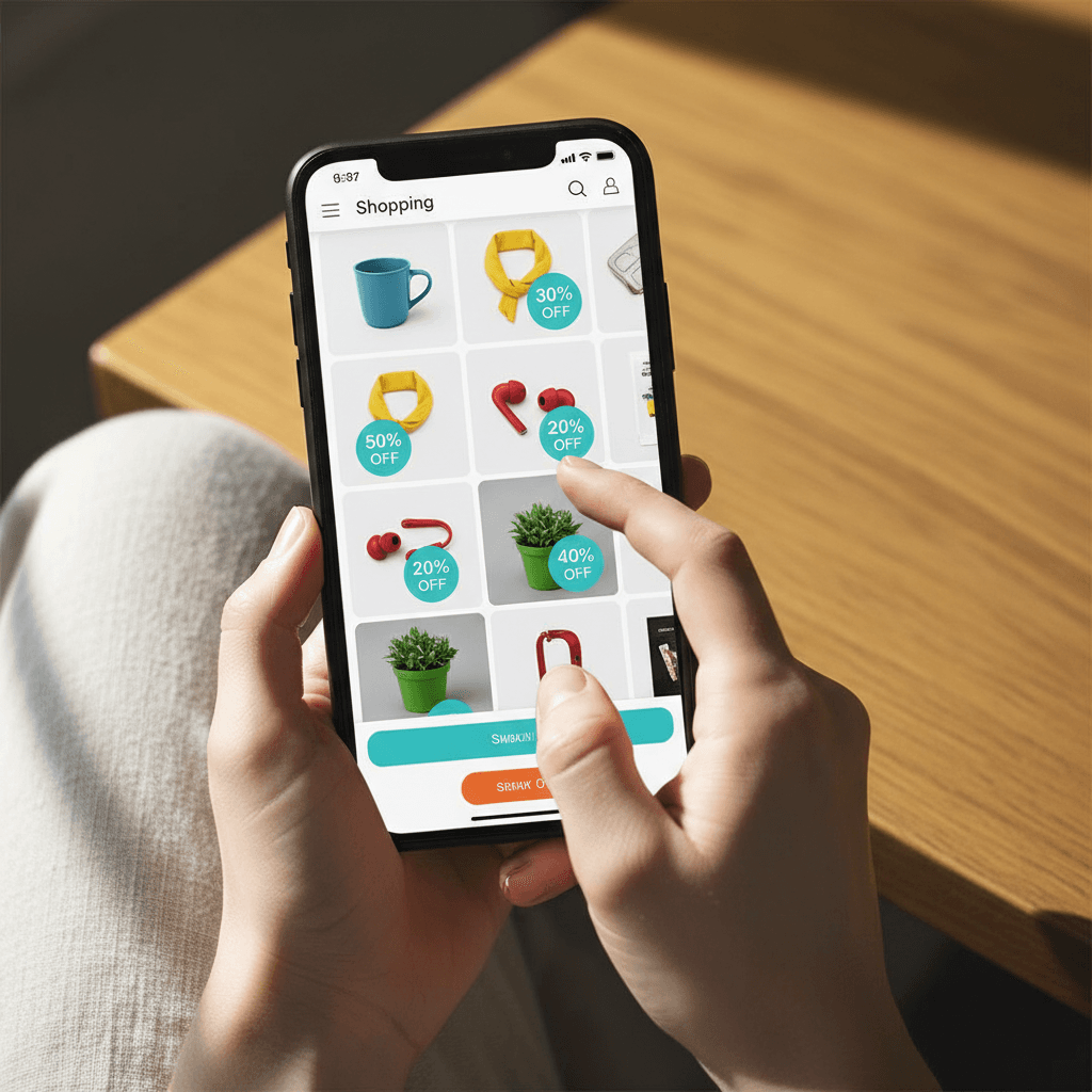Person browsing deals on smartphone