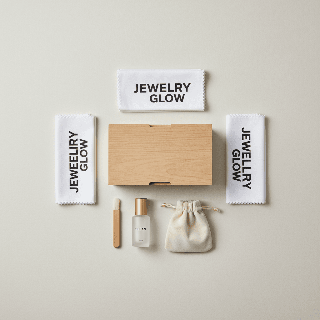 Jewelry care bundle with cleaning supplies and storage accessories