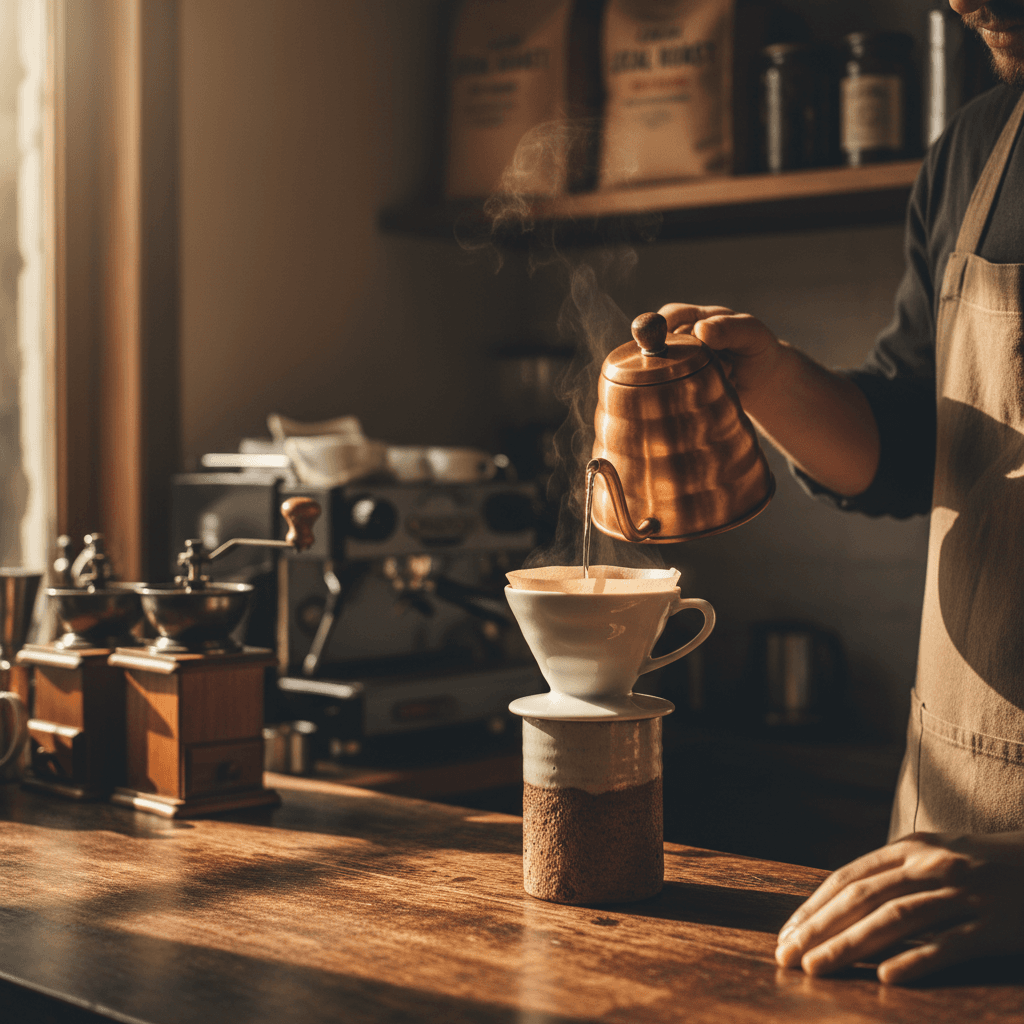 Premium coffee maker and accessories displayed